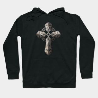 Rough Stone Gothic Cross with Tribal Inlays Hoodie